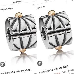 Pandora 14k gold and silver clips